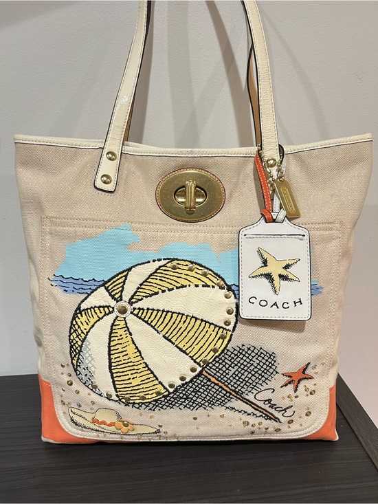 Coach Handbags - Coach Pierre Le-Tan Beach Umbrella Canvas Tote (Style# 14962) limited-edition